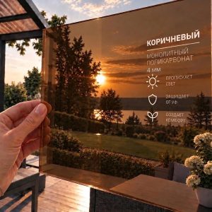 Фото: Монолитный поликарбонат 4 мм, коричневый, лист 2,05 x 3,05 м