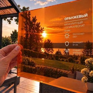Фото: Монолитный поликарбонат 5 мм, оранжевый, лист 2,05 x 3,05 м