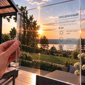 Фото: Монолитный поликарбонат 8 мм, прозрачный, лист 2,05 x 3,05 м